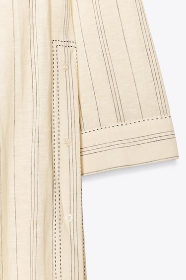 STRIPED LINEN BLEND TUNIC DRESS ZW COLLECTION - Stripes by Zara - Image 7