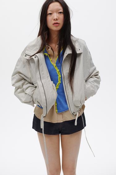 CHECK NYLON JACKET - Black / White by Zara