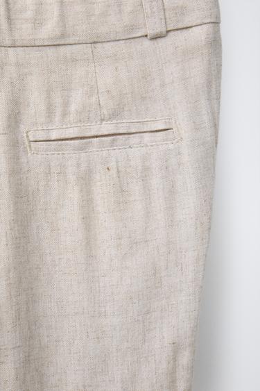 PANTALON DE COSTUME AVEC LIN - Beige clair de Zara - Image 3
