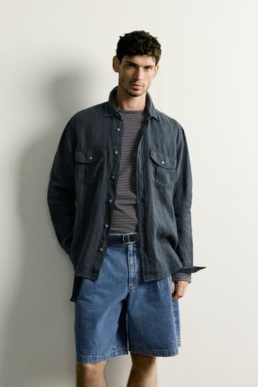 CAMISA RELAXED FIT 100% LINO - Marino de Zara