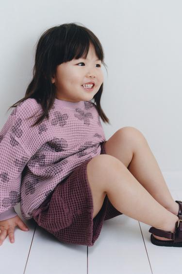 SUDADERA WAFFLE FLORES - Rosado de Zara