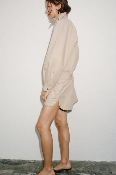 ROBE COURTE À CEINTURE - Sable de Zara - Image 3