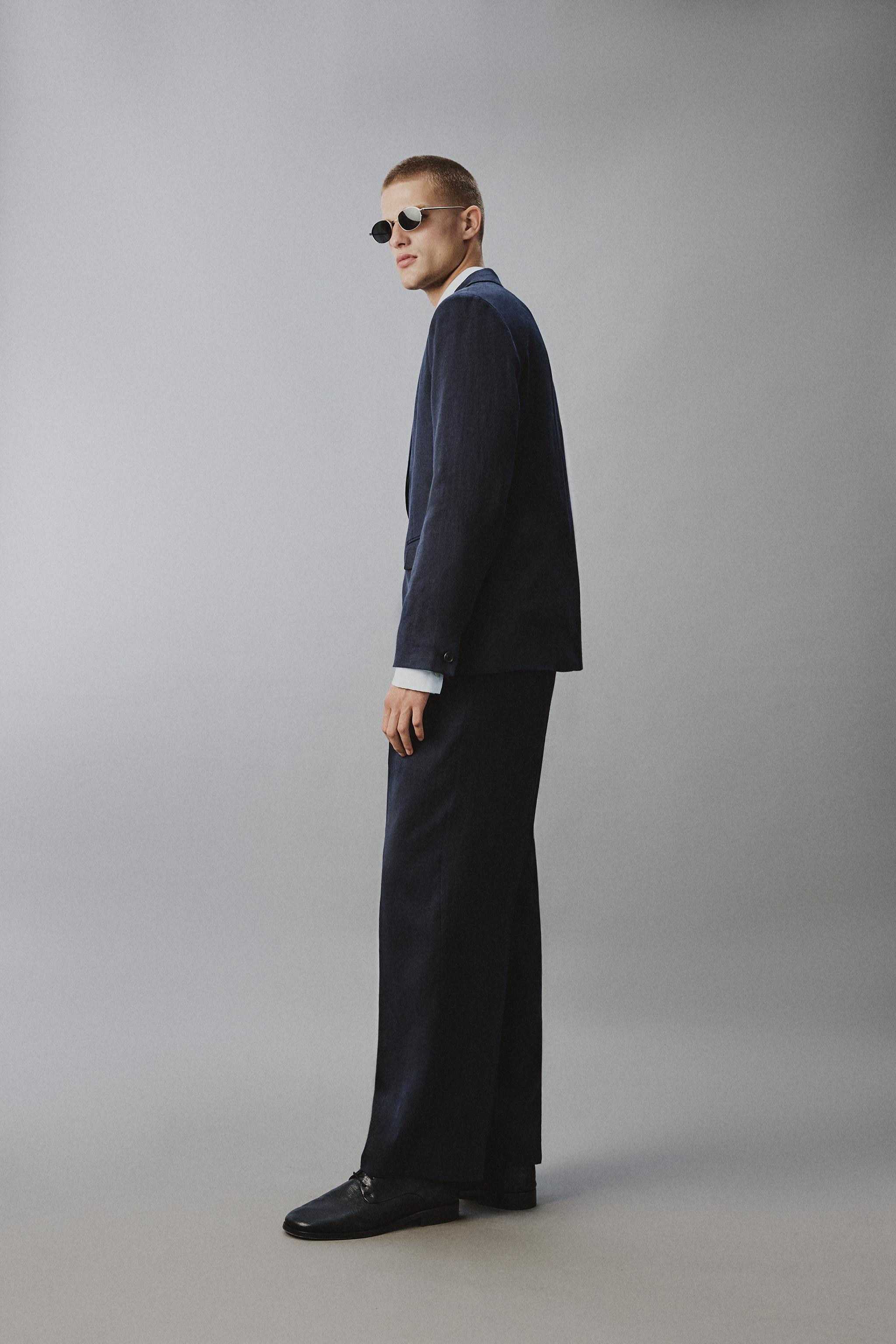 DOUBLE BREASTED LINEN - COTTON SUIT JACKET