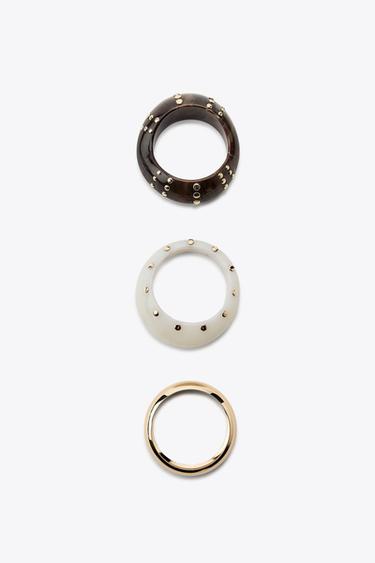 PACK OF 3 RIGID RESIN STUD BRACELETS - Golden by Zara - Image 3