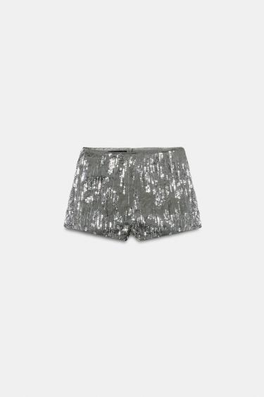 SHORT MINI PAILLETTES - Argent de Zara - Image 3