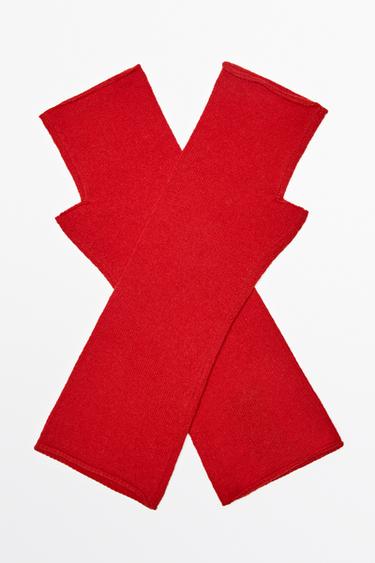 Wool and cashmere knit mittens — Red 2