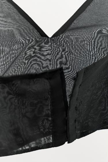 TOP COURT EN SOIE 100 % - Noir de Zara - Image 3