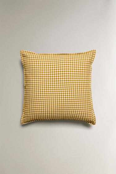 GINGHAM CUSHION COVER - Mustard by Zara - Image 3