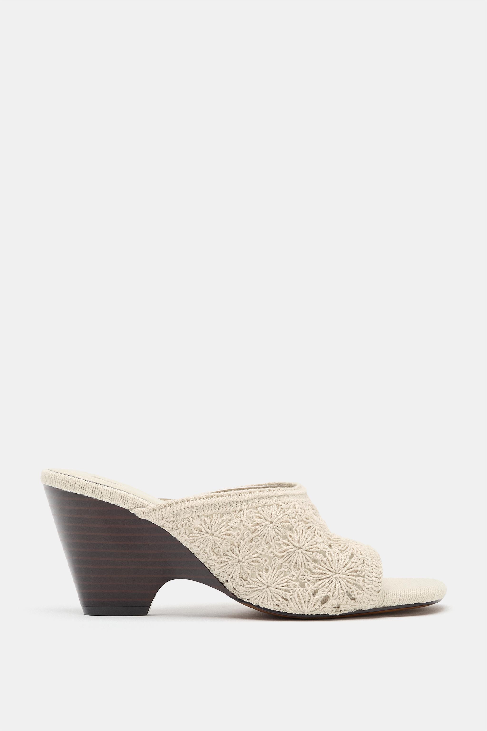 Женские сандалии Zara CROCHET WEDGE SANDALS — фото 3