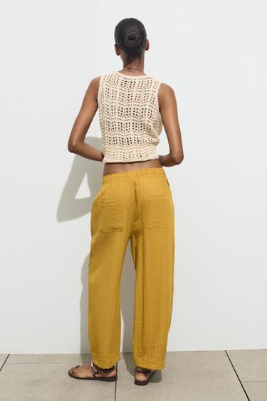 RUSTIC TROUSERS WITH ELASTIC WAIST - Curry by Zara - Image 3