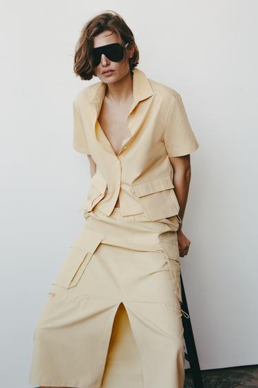 ZW COLLECTION SHIRT WITH POCKETS - Yellow by Zara