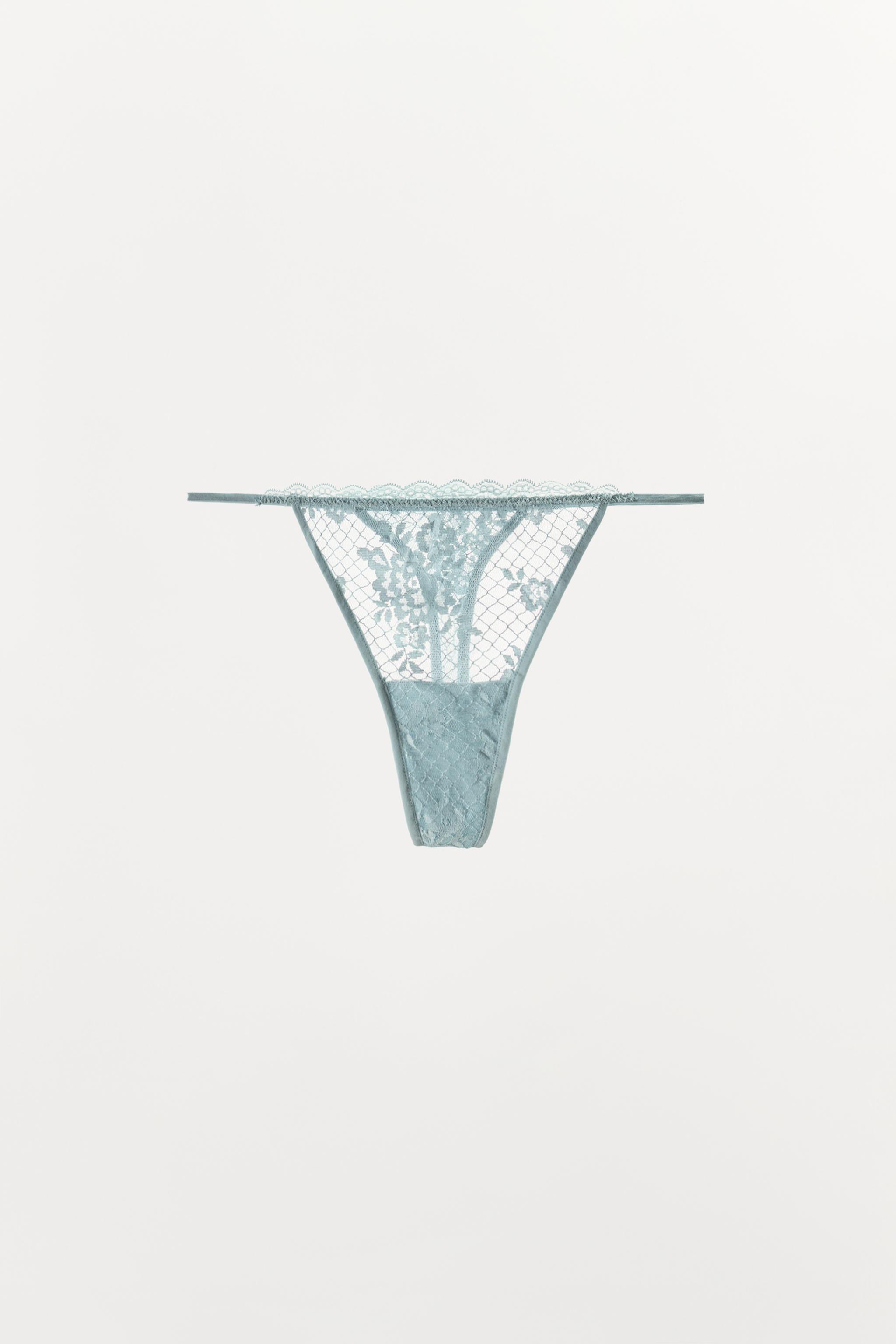 LACE THONG — Light blue