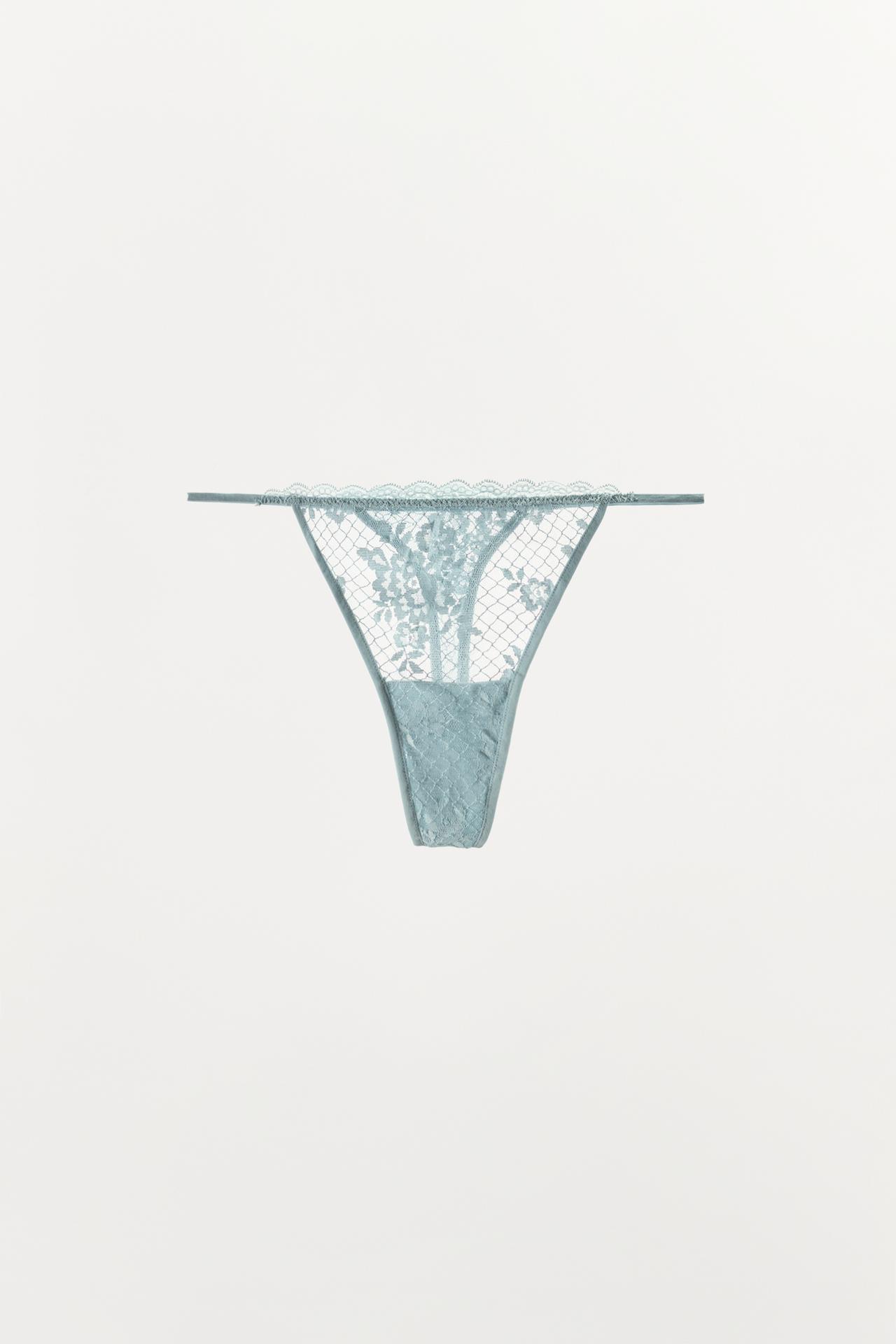 LACE THONG — Light blue