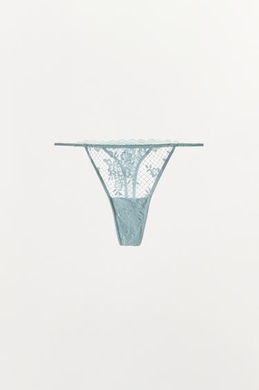 LACE THONG - Light blue by Zara