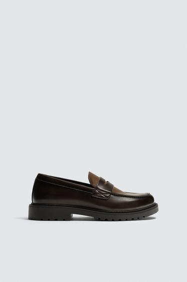 PENNY LOAFERS WITH TRACK SOLES - Brown by Zara