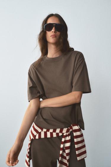 Zara CREW NECK T-SHIRT - Mink