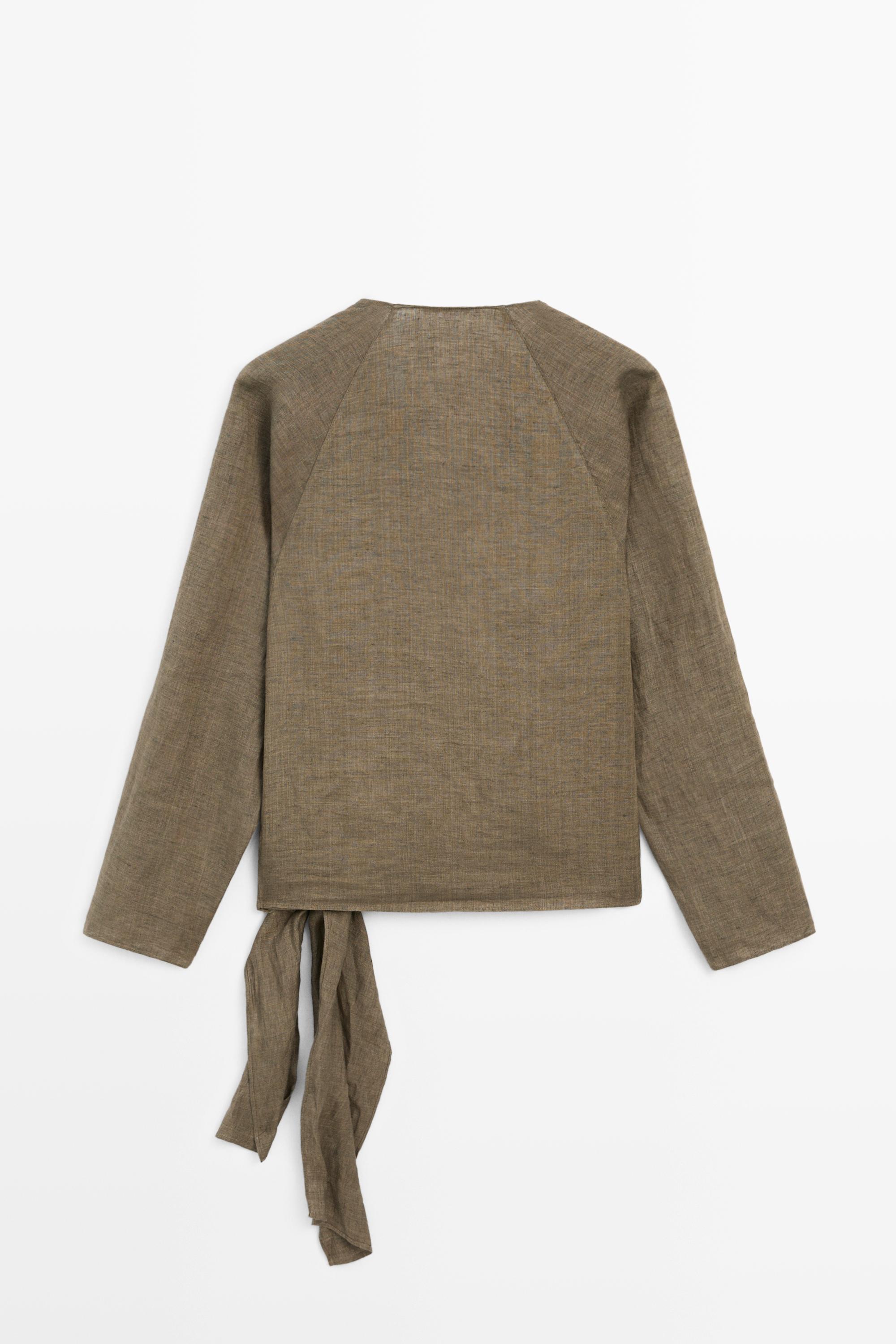 100% linen shirt with tie detail