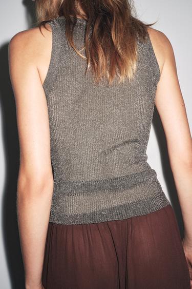 METALLIC THREAD KNIT TOP - Grey by Zara - Image 2