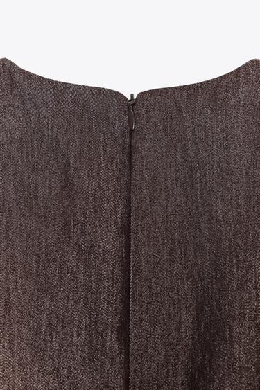 ROBE MIDI À SURPIQÛRES CONTRASTANTES - Marron de Zara - Image 6