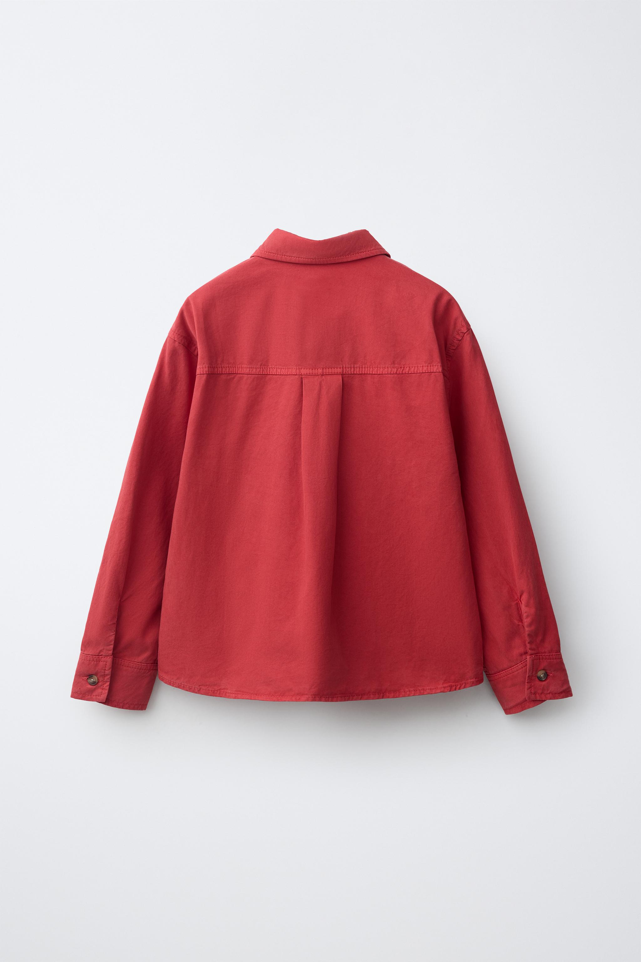 FRUIT OF THE LOOM™ EMBROIDERED FLOWING SHIRT - Intense red | ZARA