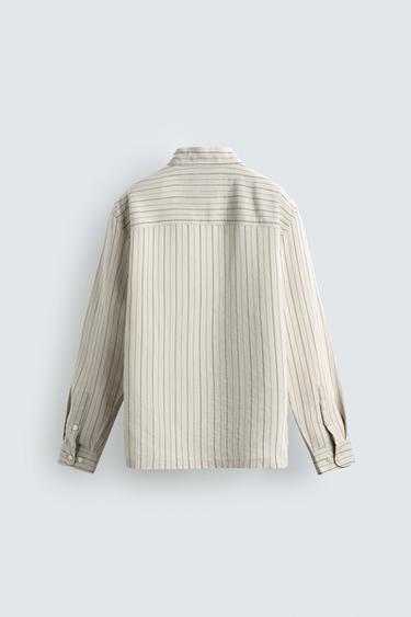 STRIPED FLOWING SHIRT - Ecru by Zara - Image 7