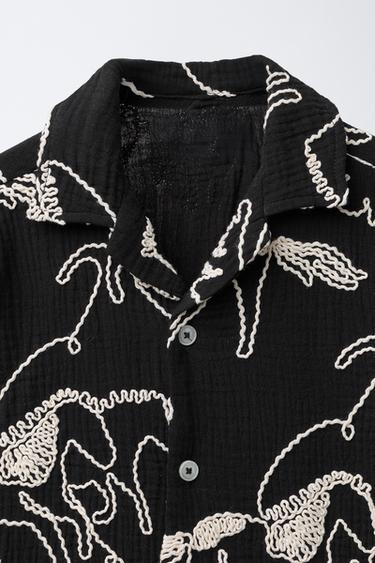 EMBROIDERED SHIRT - Black by Zara - Image 2