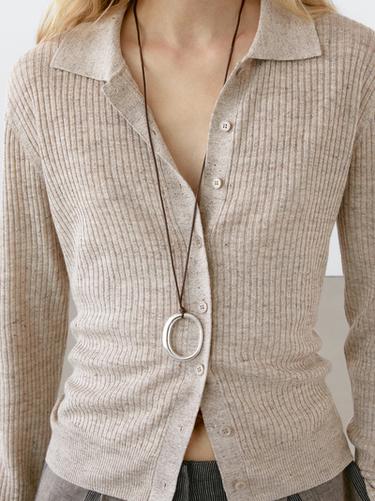 Zara Melange linen blend knit cardigan - Gray