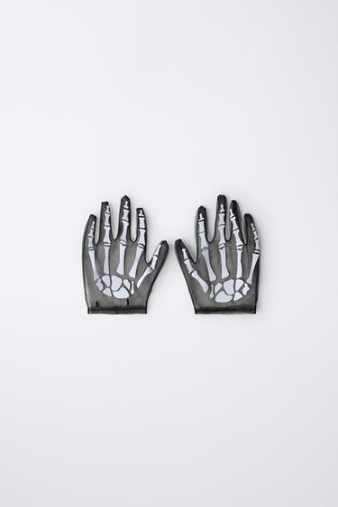 SKELETON FANCY DRESS TULLE GLOVES - Black by Zara
