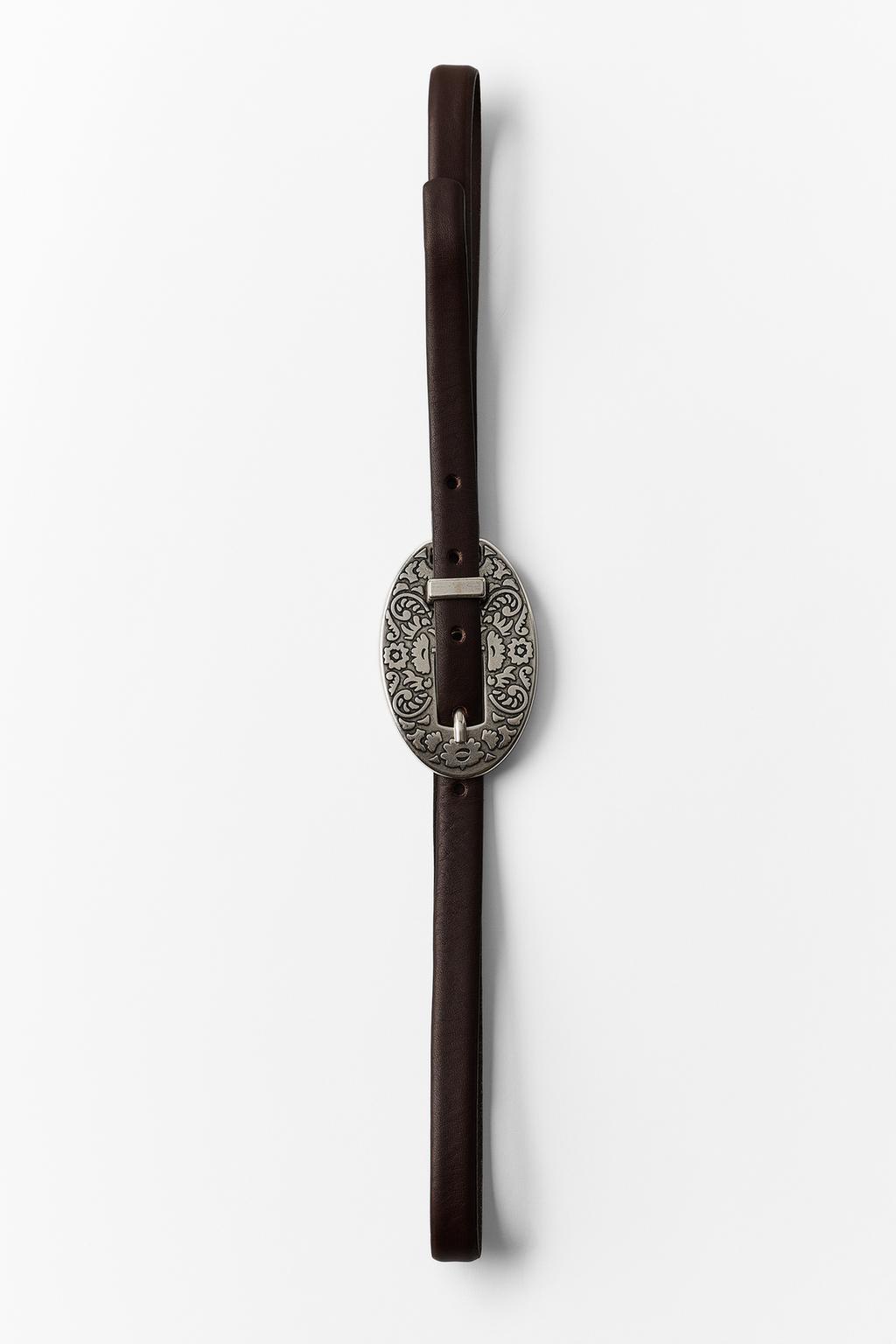 100% LEATHER BELT WITH INTRICATE BUCKLE