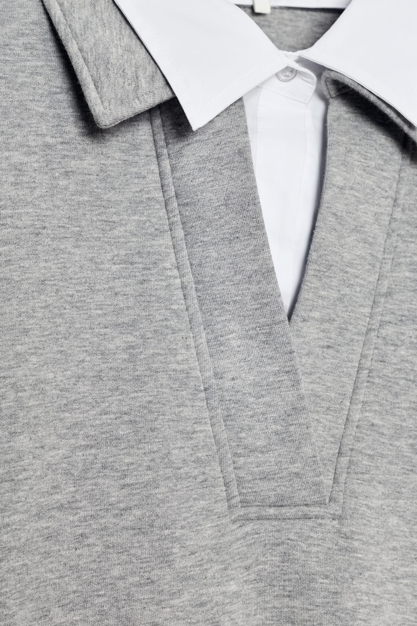 Женская толстовка Zara Combined Poplin, цвет: Серый меланжевый — фото 10