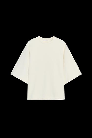 Zara RUSTIC SHORT SLEEVE SWEATSHIRT - Ecru - Image 0