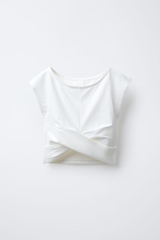 KNOTTED T-SHIRT Oyster-white ZARA South Africa