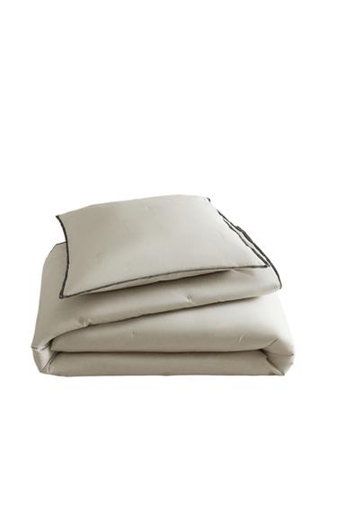 SATIJNEN LINNEN BEDSPREI MET STIPJES - Lichtgrijs van Zara