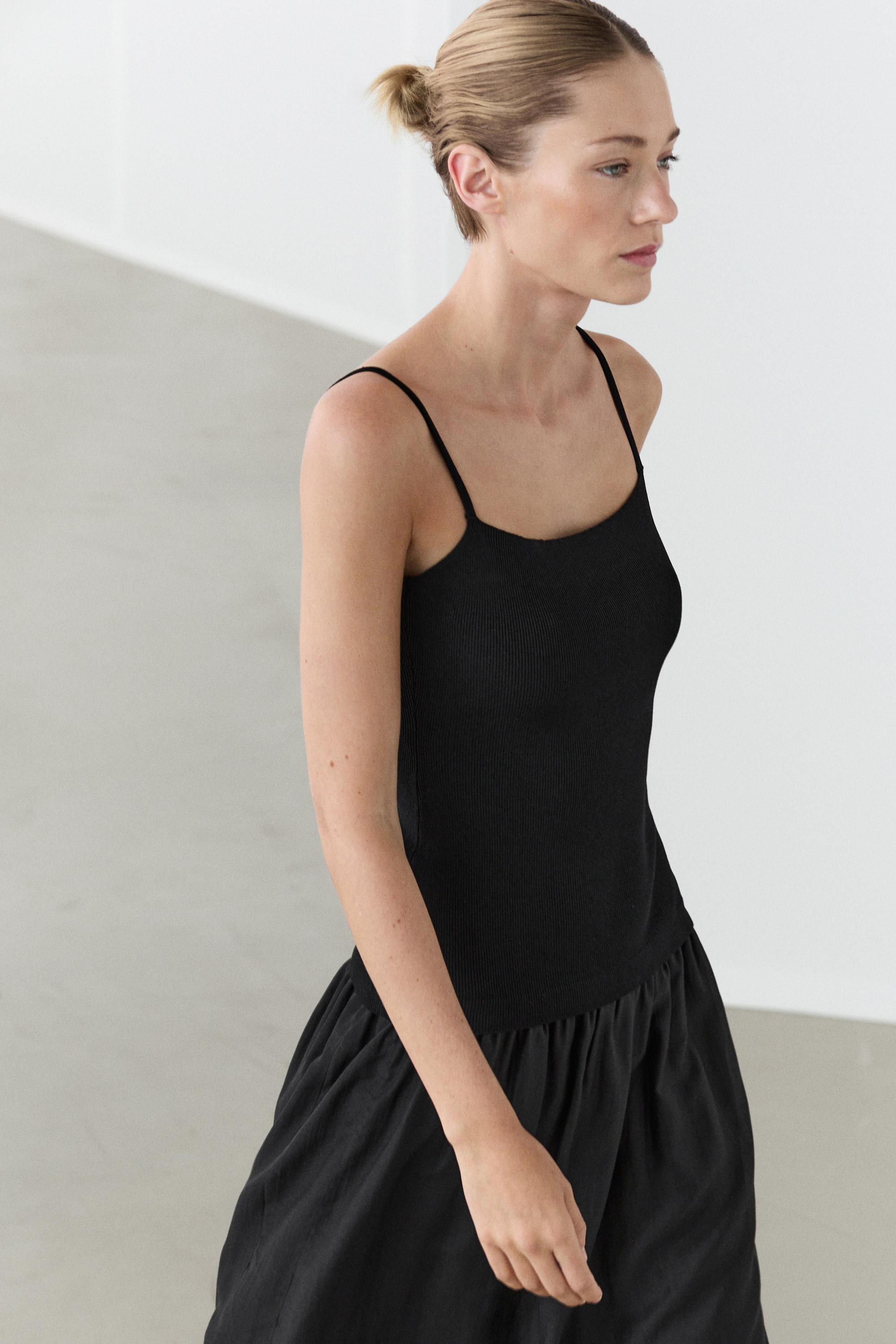 Combined strap midi dress - Black | ZARA Canada