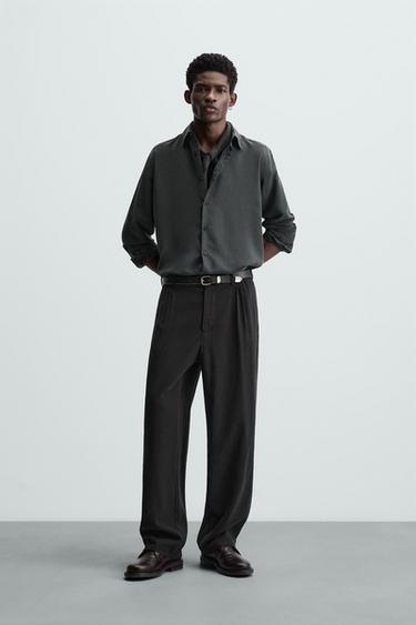 Zara FLOWY PLEATED PANTS - Anthracite grey - Image 0