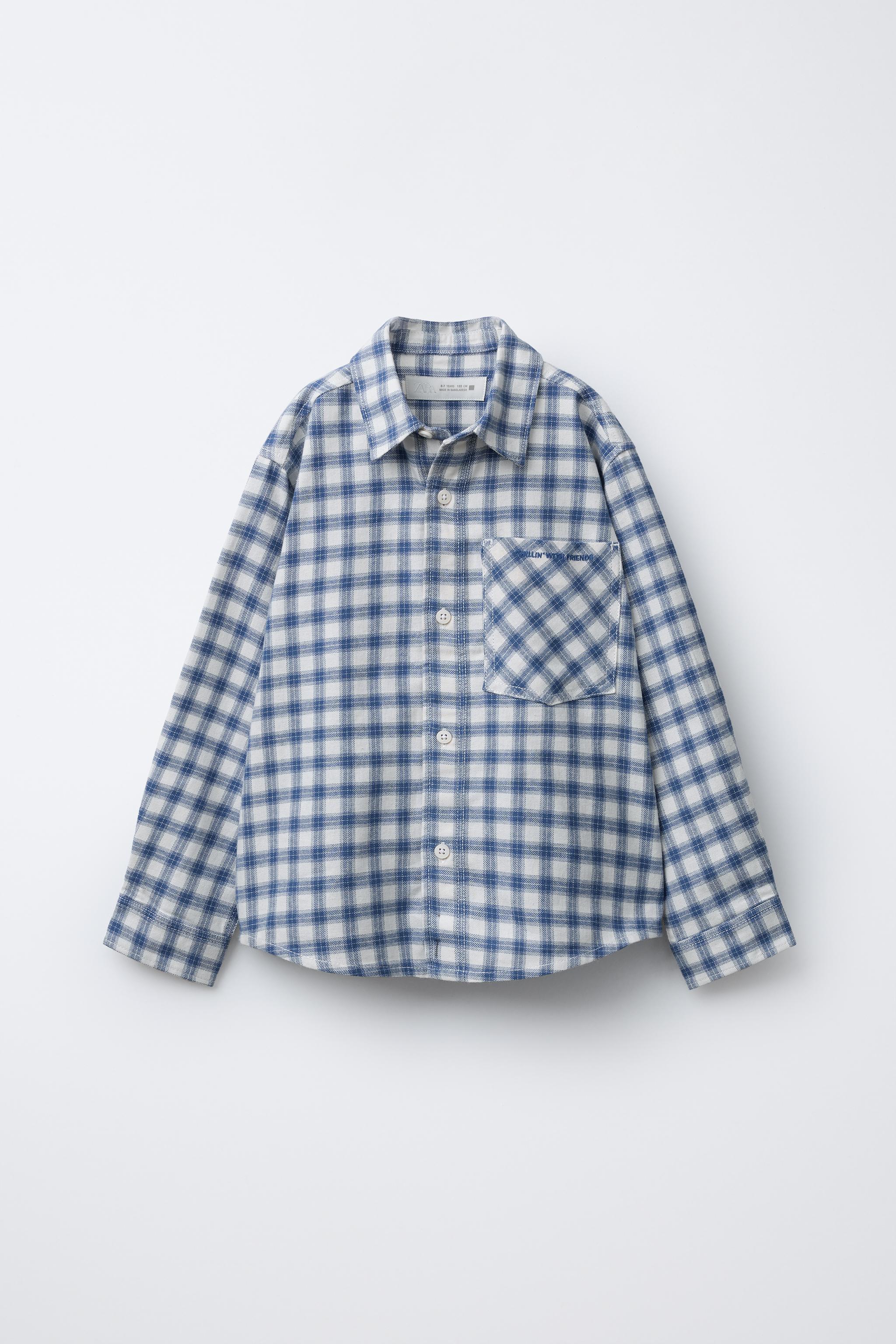 チェック柄シャツ - ブルー | ZARA Japan / 日本