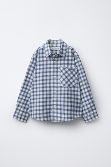 Zara PLAID SHIRT - Blue - Image 0