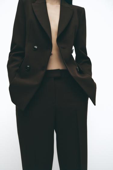 HIGH WAIST CROPPED TROUSERS - Brown by Zara - Image 1