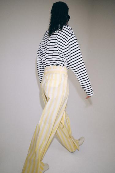 PANTALON STYLE PYJAMA À RAYURES ZW COLLECTION - Jaune de Zara - Image 2