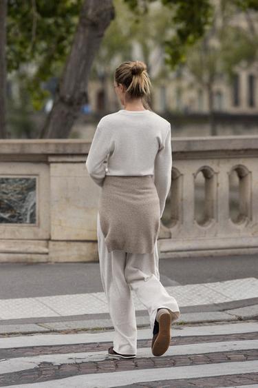 SOFT TOUCH PALAZZO TROUSERS - Beige marl by Zara - Image 2