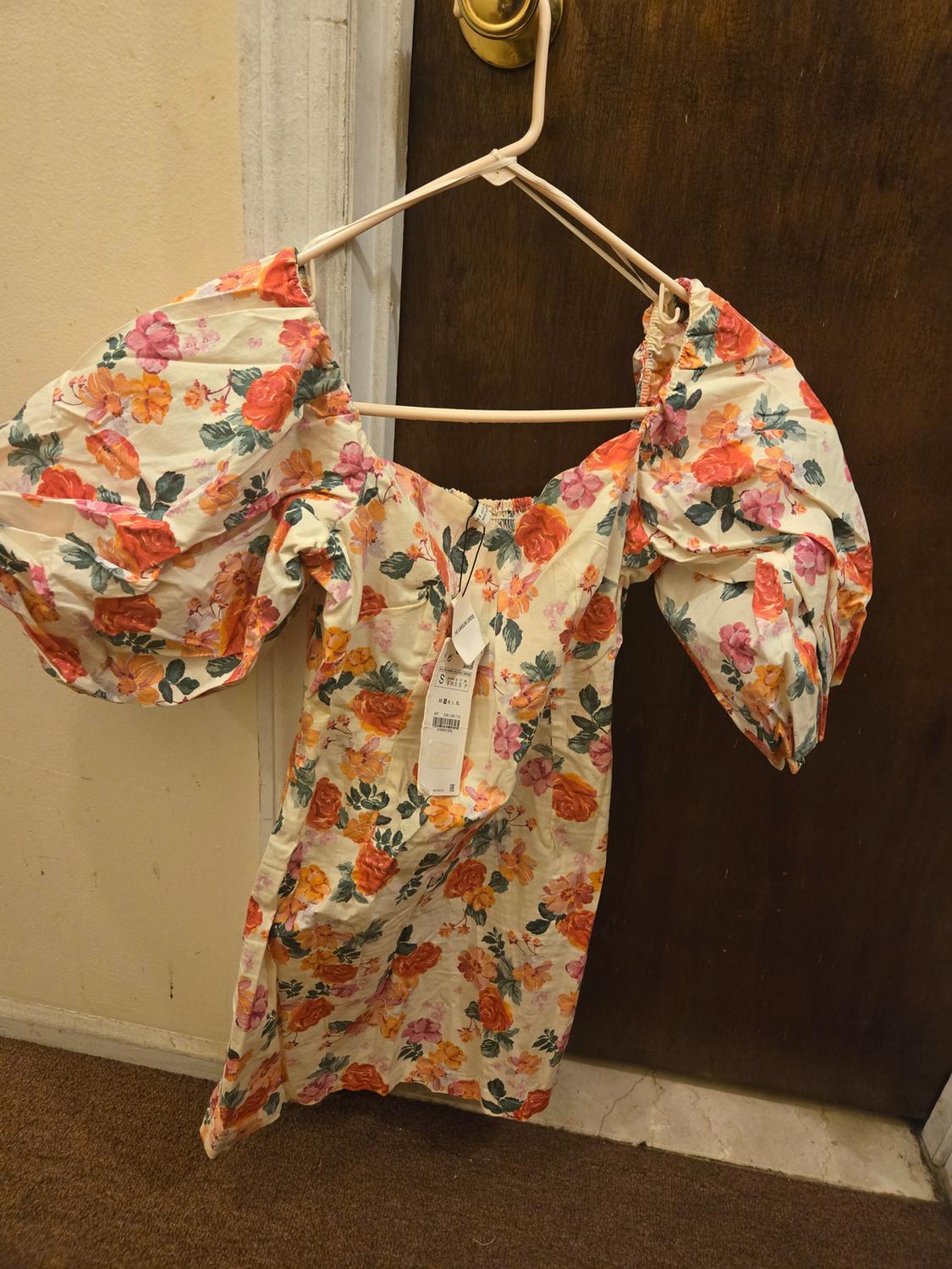 ZARA FLORAL MINI DRESS ECRU - Image 5