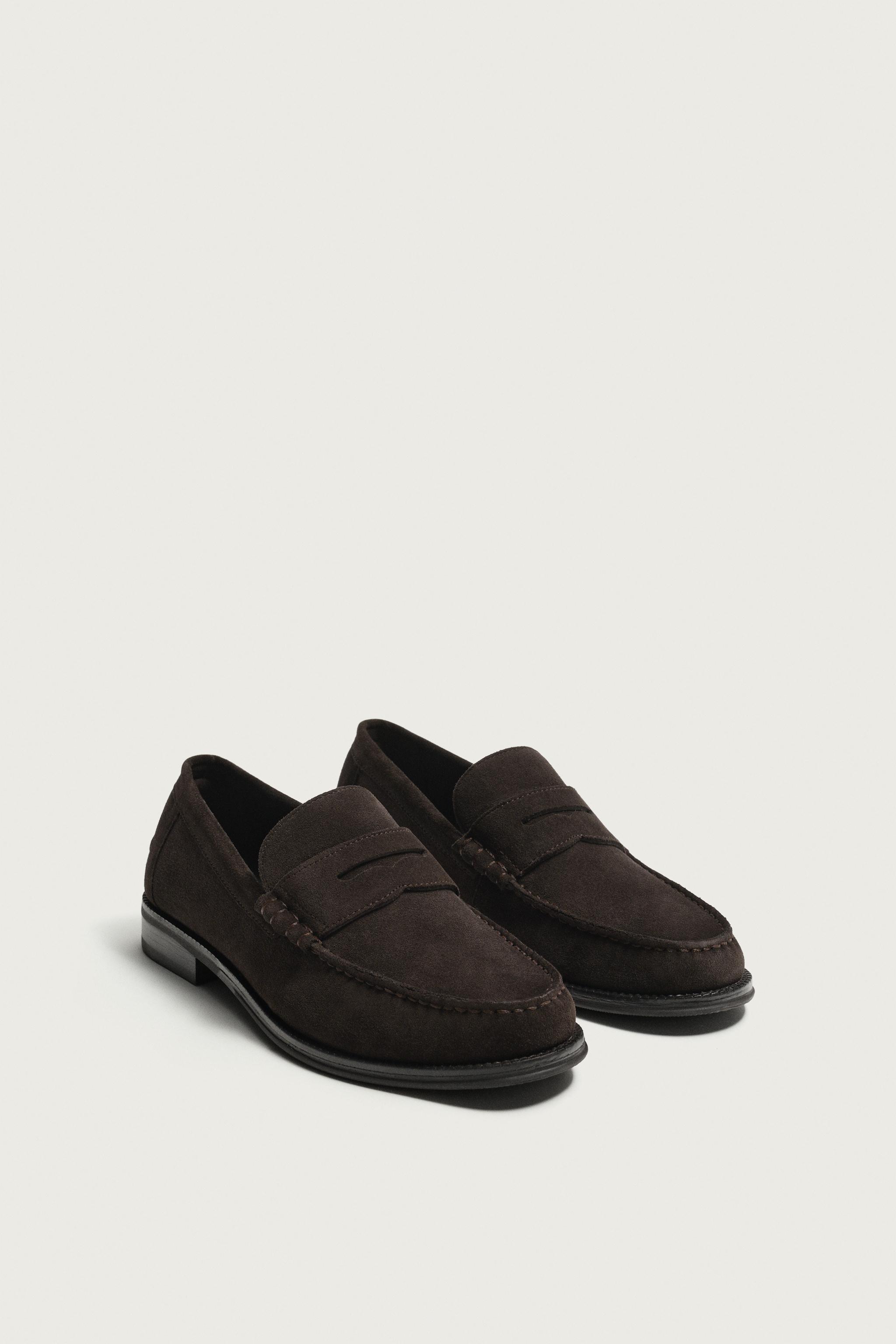LEATHER PENNY LOAFERS — Brown