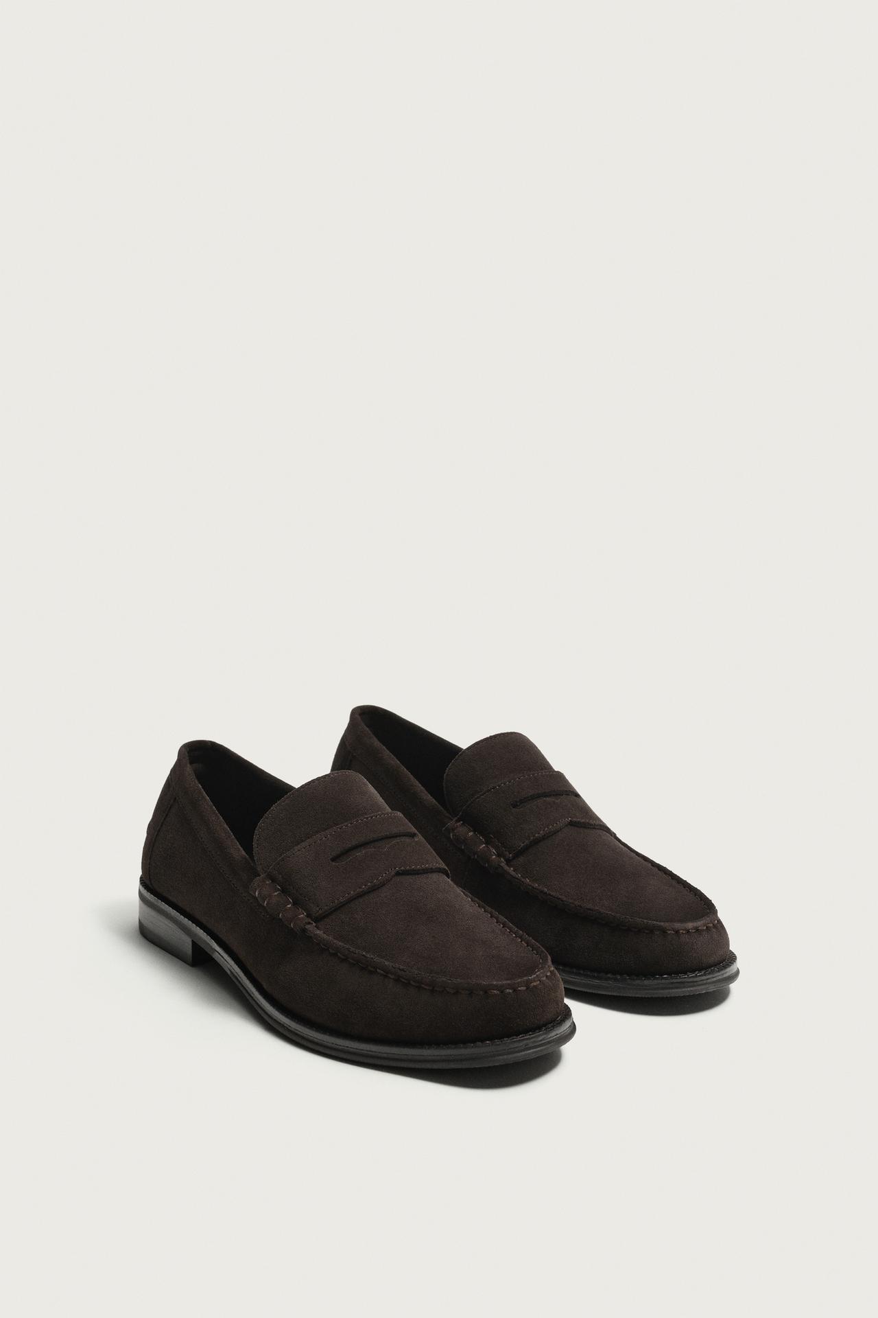 LEATHER PENNY LOAFERS — Brown