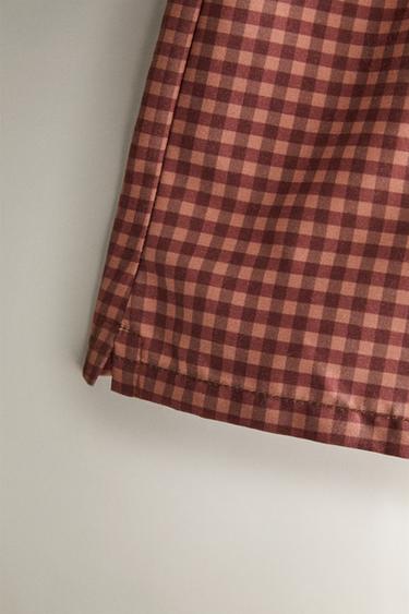 KIDS' CHECK BEACH SWIMMING TRUNKS - Burgundy by Zara - Image 3
