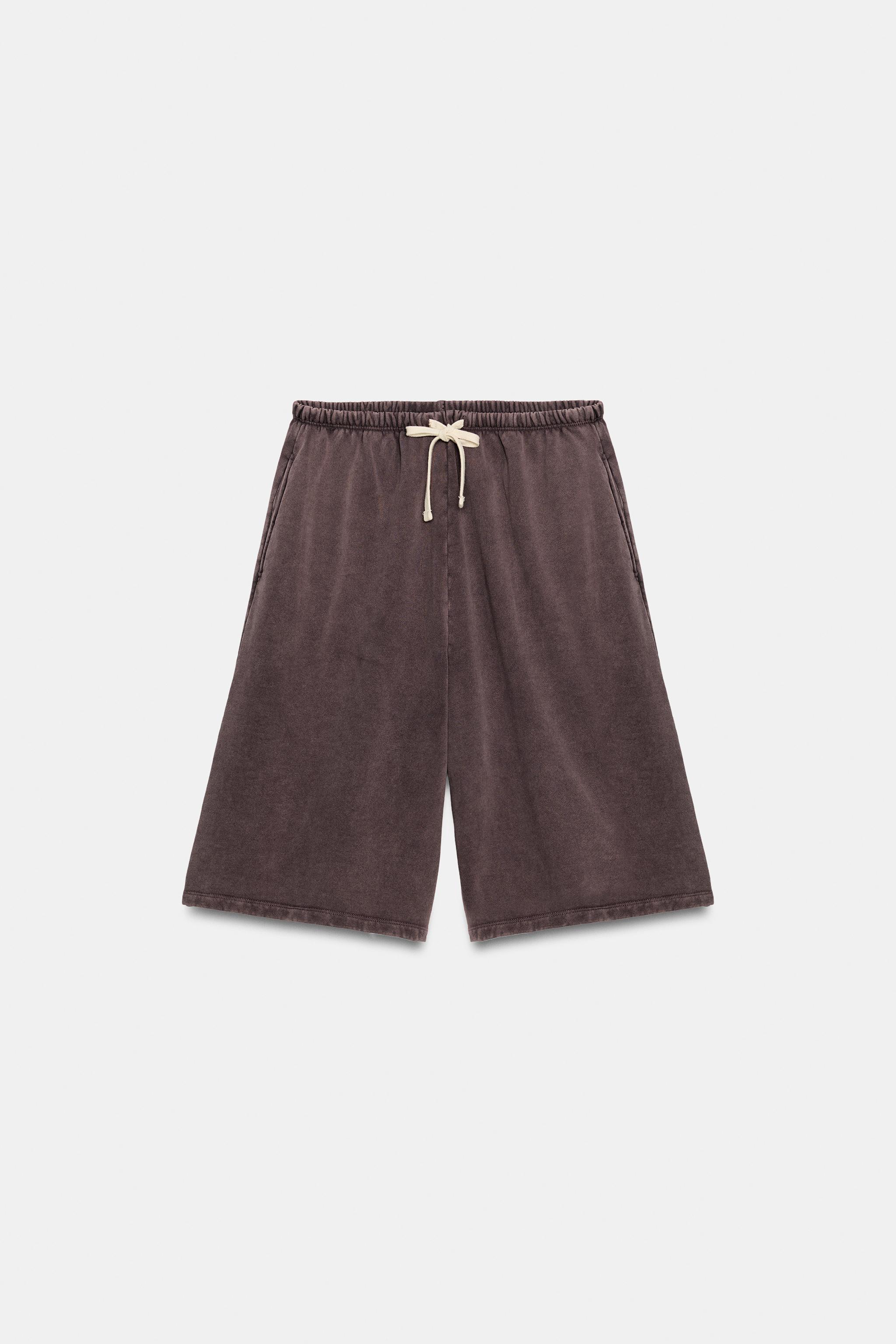 Женские шорты Zara WASHED DRAWSTRING BERMUDA SHORTS — фото 5