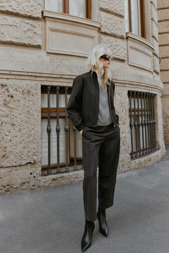 CHECKS BOMBER JACKET - Navy blue by Zara - Image 0