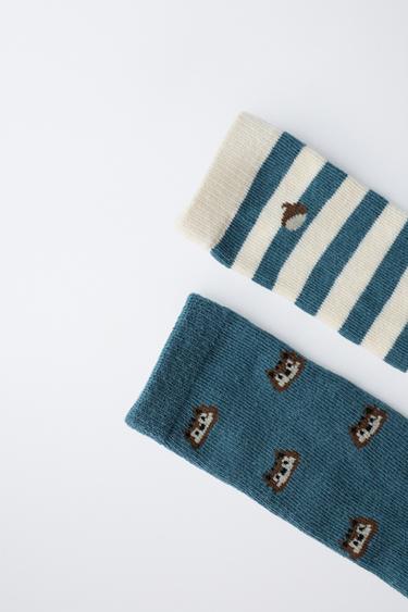2-PACK OF ACORN AND SQUIRREL STRIPE SOCKS - Bluish by Zara - Image 2
