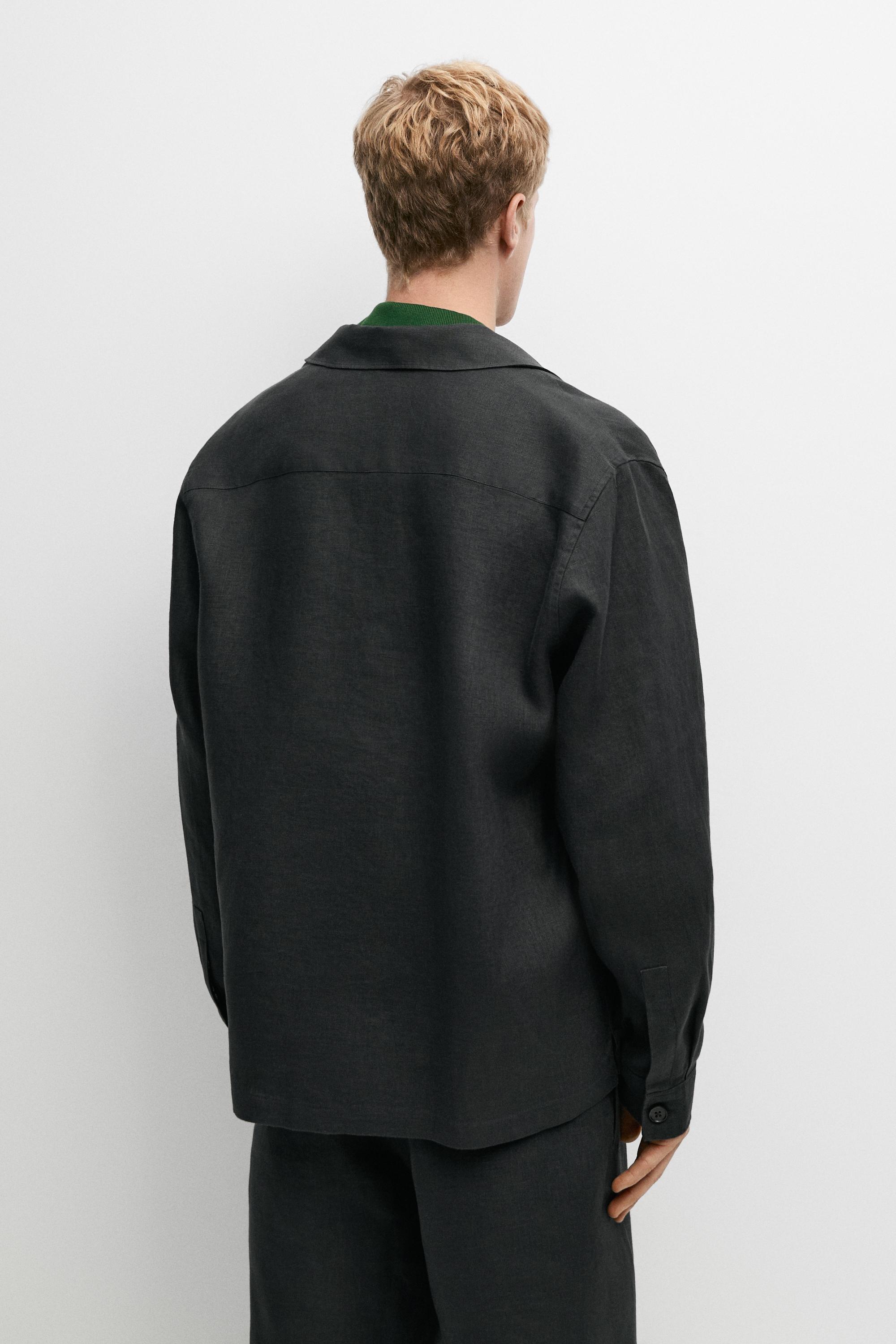 Total look linen overshirt with pockets
