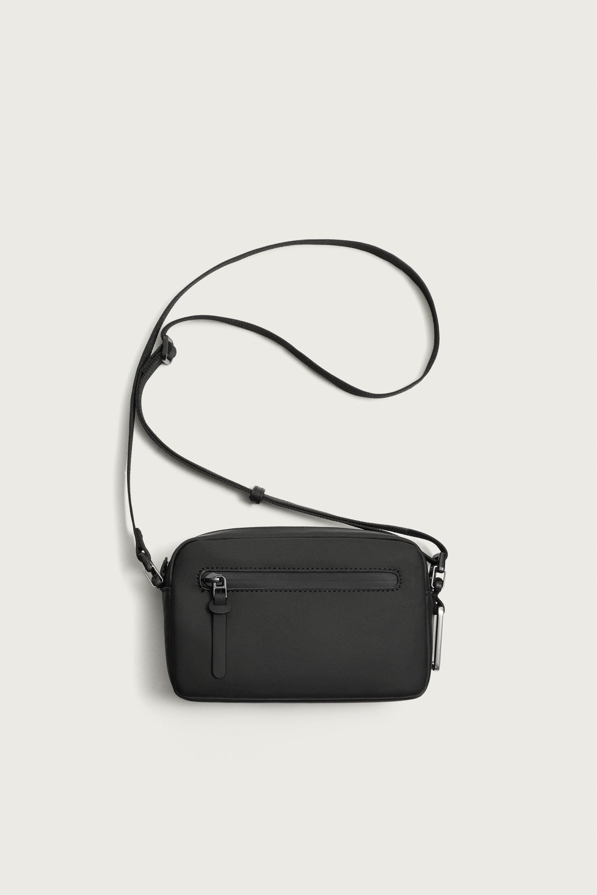 RUBBERIZED CROSSBODY BAG — Black