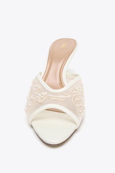 MESH PEARL EMBELLISHED SANDALS - White by Zara - Image 2